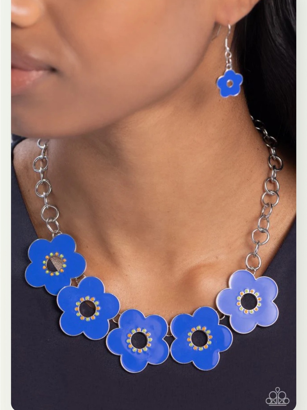 🔵💙🔵 “CARTOON COUTURE” BLUE NECKLACE WITH FREE EARRINGS ~ PAPARAZZI❗️🔵💙🔵 - Picture 2 of 7